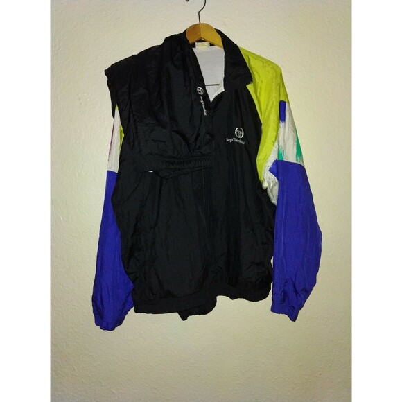 Vintage Sergio Tacchini Track suit 80s 90s Colorblock Zip Jacket Sz 44 Pants 38 - Picture 2 of 9